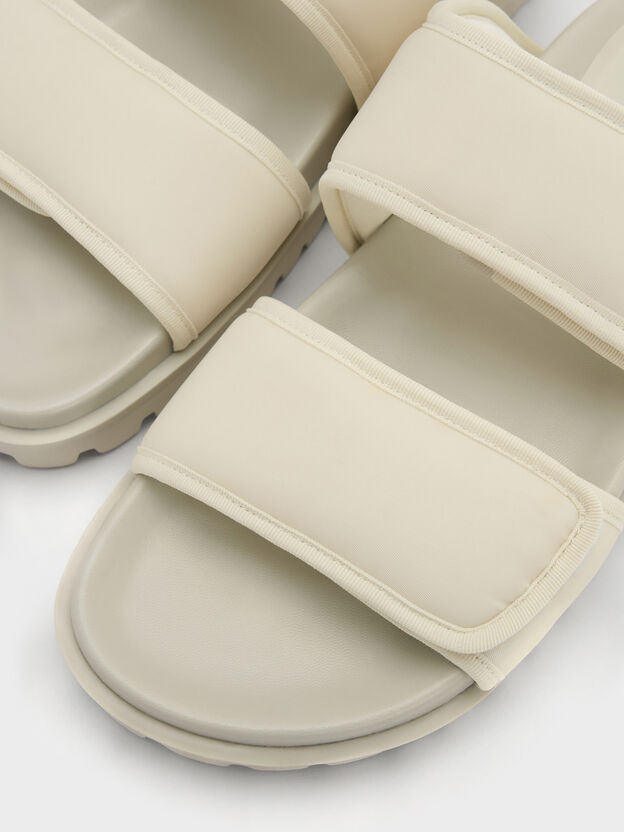 Nylon Double-Strap Flatform Sandals, Chalk, hi-res
