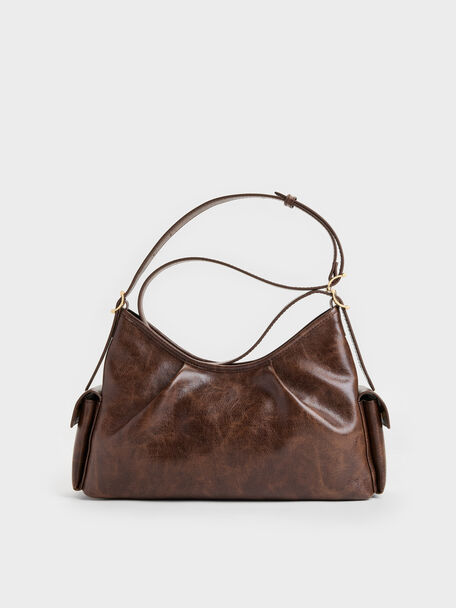 Khai Side-Pocket Shoulder Bag, Distressed Coffee, hi-res