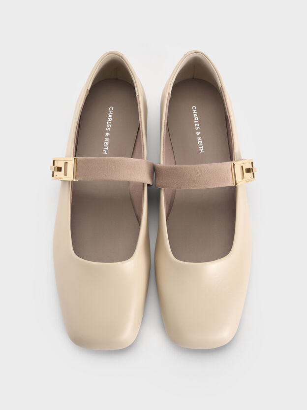 Lando Two-Tone Mary Jane Flats, Chalk, hi-res