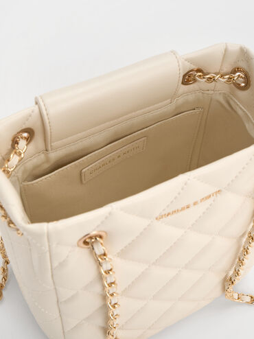 Alva Quilted Braided-Strap Shoulder Bag, Cream, hi-res