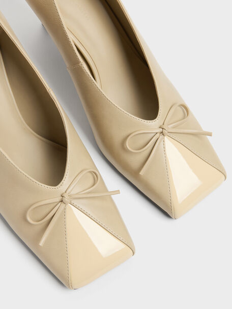 Contrast-Panel Bow Pumps, Taupe, hi-res