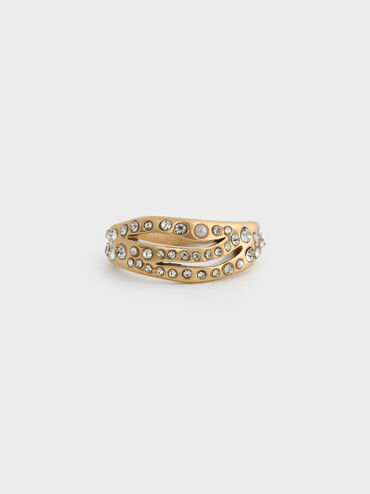 Aine Crystal Sculptural Ring, Gold, hi-res