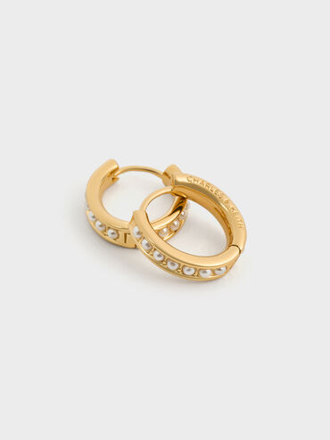 Maeve Pearl-Embellished Hoop Earrings, Gold, hi-res