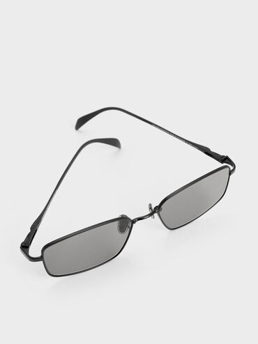 Inara Metallic-Rim Sunglasses, Black, hi-res