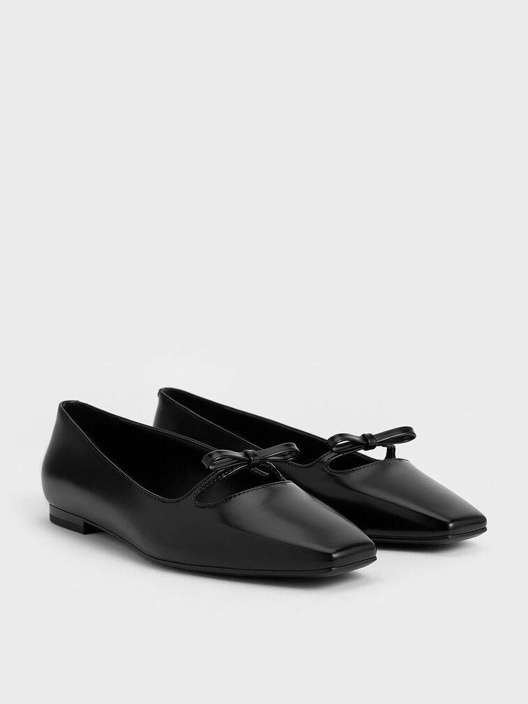 Bow Square-Toe Ballet Flats, Black Box, hi-res