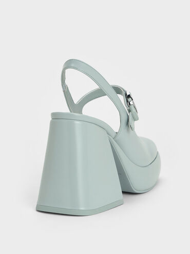 Laine Metallic-Buckle Platform Mary Janes, Blue, hi-res