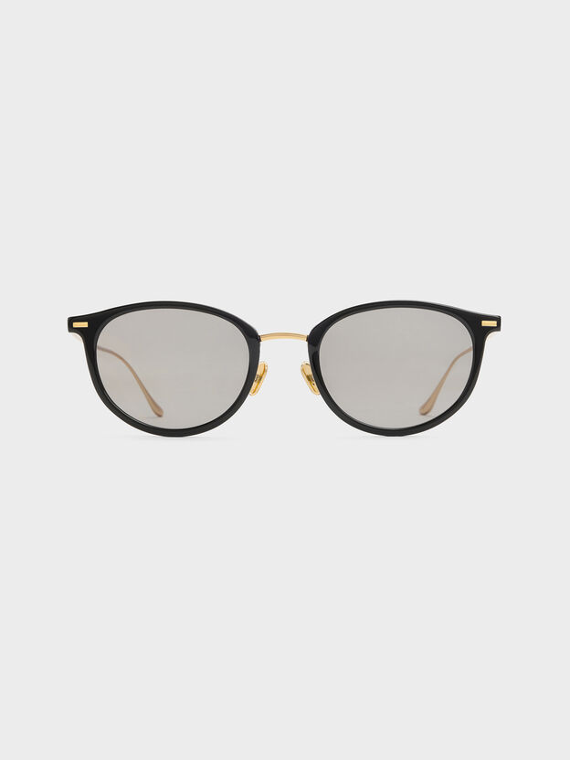 Minnow Metal-Rim Round Sunglasses, Black, hi-res
