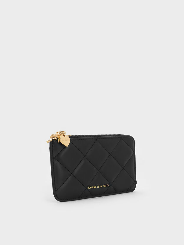 Arrietty Quilted Zip-Around Wallet, Black, hi-res