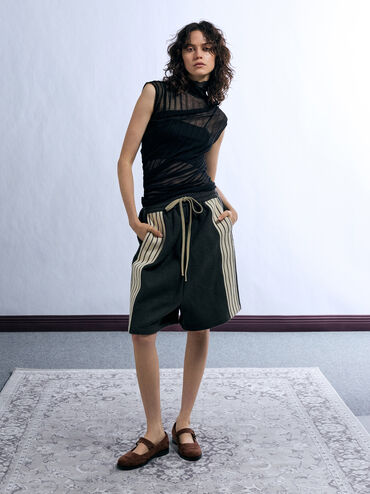 Faux Suede Double-Strap Brogue Mary Janes, Dark Brown Textured, hi-res