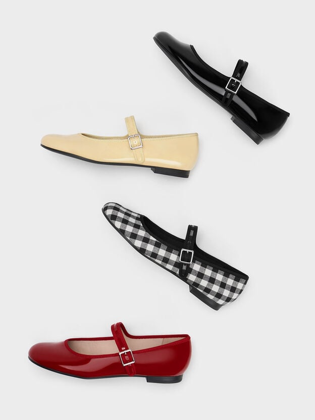 Carmel Patent Buckled Mary Jane Flat, Red, hi-res