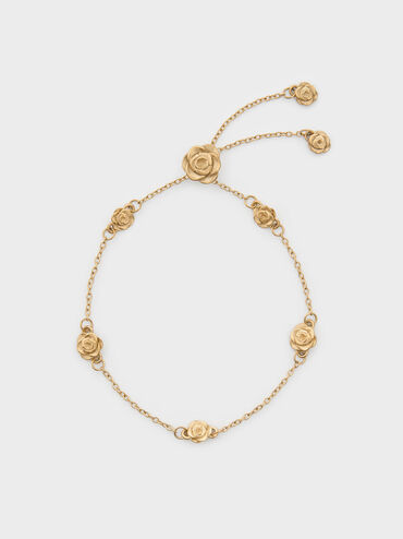 Rosalind Flower-Motif Bracelet, Brush Gold, hi-res