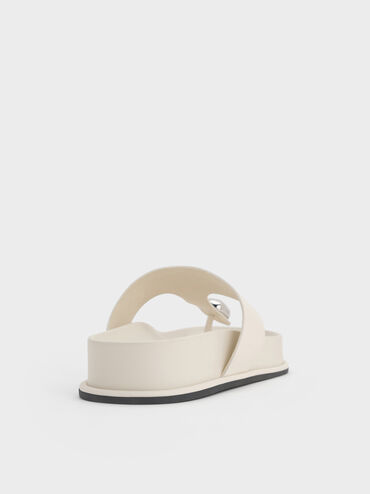 Sculpted-Accent Flatform Thong Sandals, Chalk, hi-res