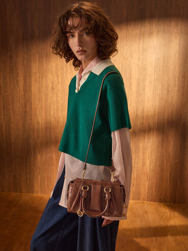 Britton Top Handle Tote Bag, Chocolate, hi-res