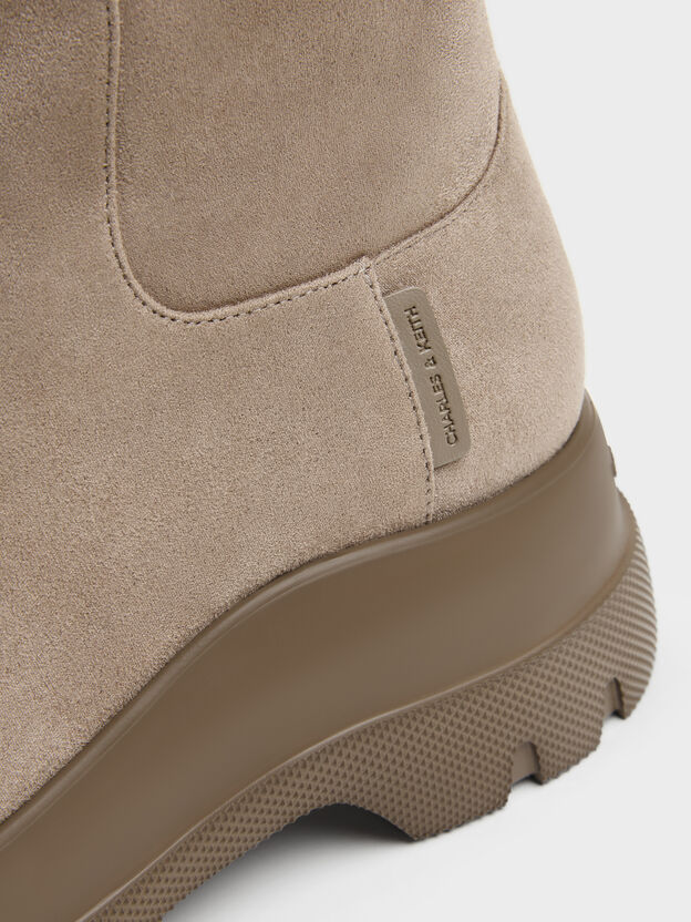 Leoi Faux Suede Chunky Ankle Boots, Taupe, hi-res