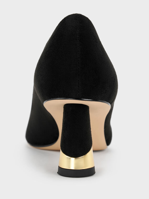Cammie Faux Suede Metallic-Heel Pumps, Black Textured, hi-res