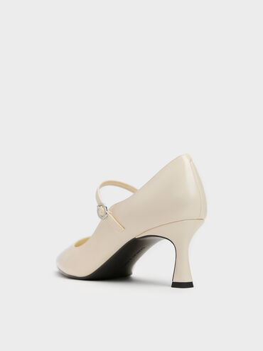 Pointed Mary Jane Pumps, Beige, hi-res
