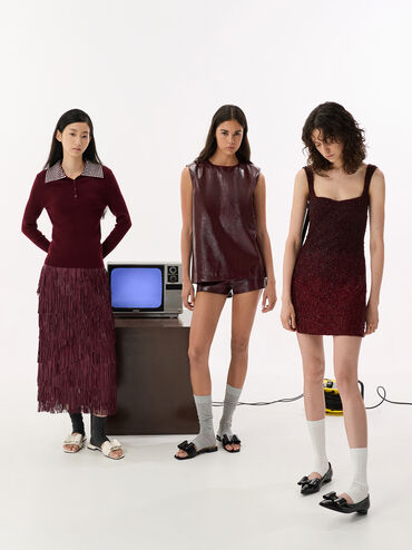 Lu Patent Leather Bow Slide Sandals, Black Patent, hi-res