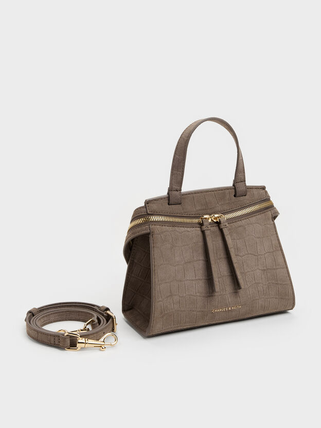 Pansy Trapeze Top Handle Bag, Stone Grey, hi-res