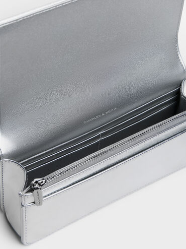 Paffuto Sequinned Wallet On Chain, Silver, hi-res