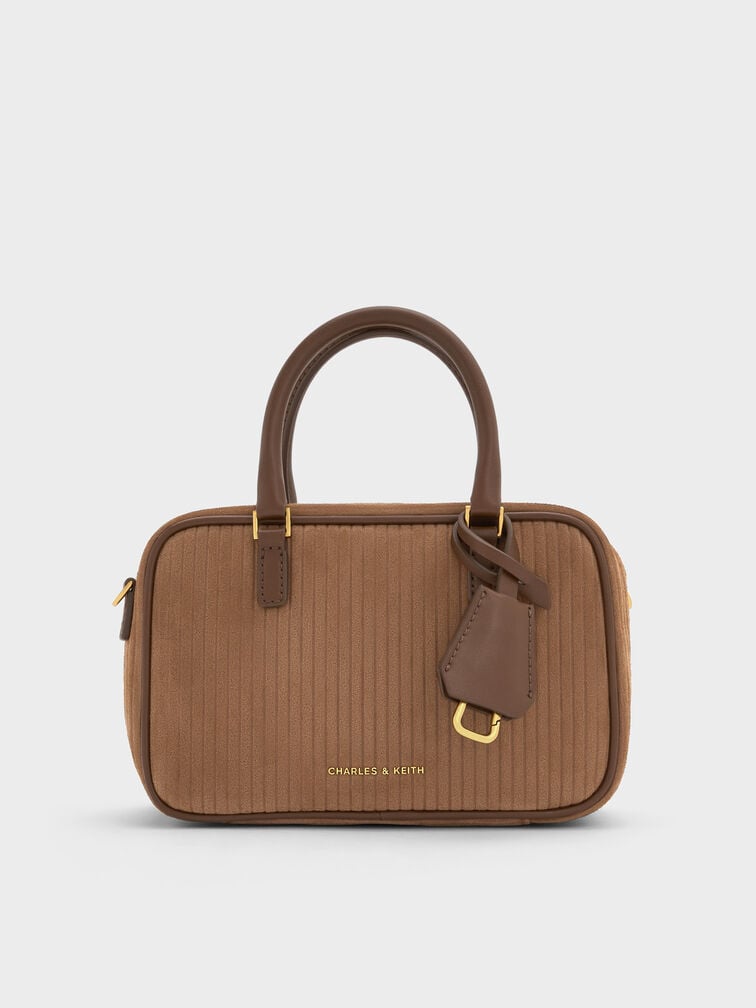Mini Sianna Corduroy Bowling Bag, Mocha Brown, hi-res