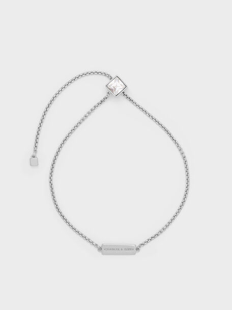 Quincy Crystal Chain Bracelet, Silver, hi-res