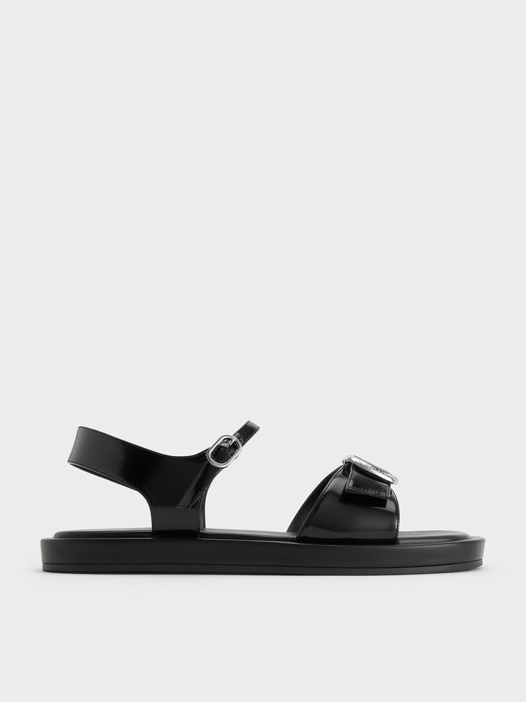 Buckled Slingback Sandals, Black Box, hi-res