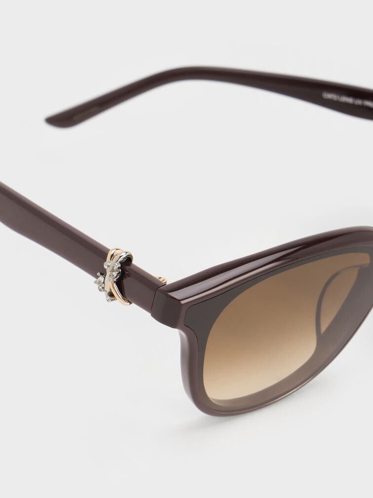 Roux Crystal Square Sunglasses, Espresso Brown, hi-res