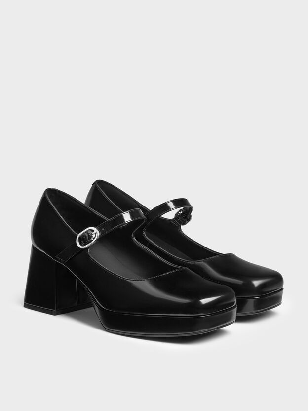 Platform Mary Jane Pumps, Black Box, hi-res
