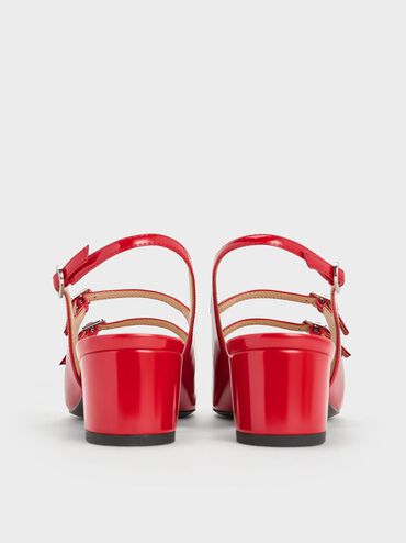Clementine Double-Strap Slingback Mary Jane Pumps, Red, hi-res