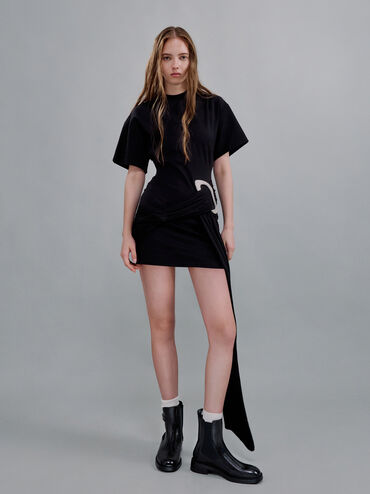 Lando Metallic-Buckle Chelsea Boots, Black Box, hi-res