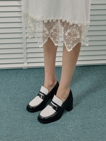 Penny Loafer Block-Heel Pumps, Multi, hi-res