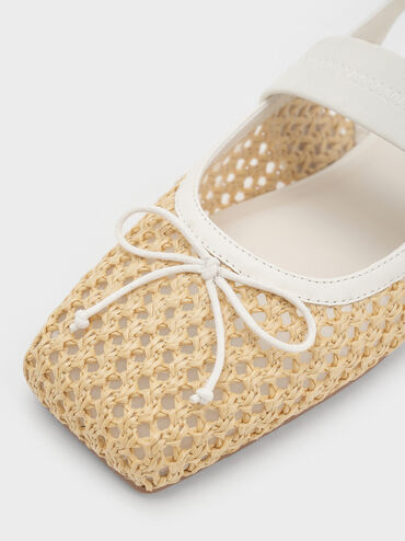 Lyric Woven Bow Slingback Flats, Sand, hi-res