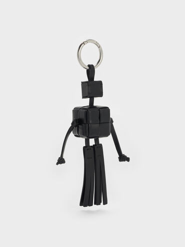 Ivette Woven Robot Bag Charm, Noir, hi-res