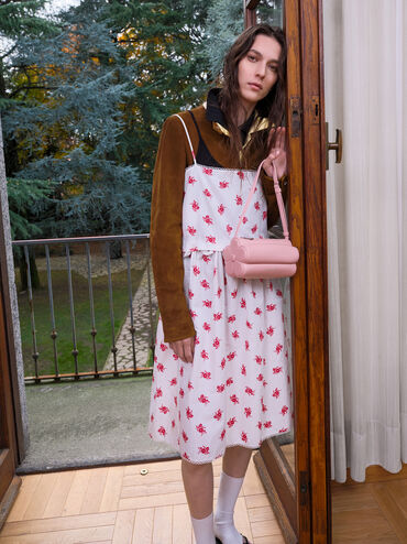 Mabel Flower Shoulder Bag, Pink, hi-res