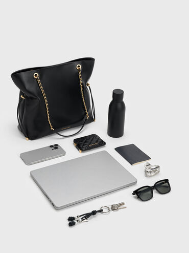 Arya Braided-Strap Double-Handle Tote Bag, Black, hi-res