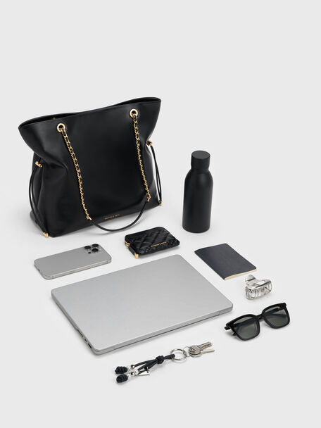 Arya Braided-Strap Double-Handle Tote Bag, Black, hi-res