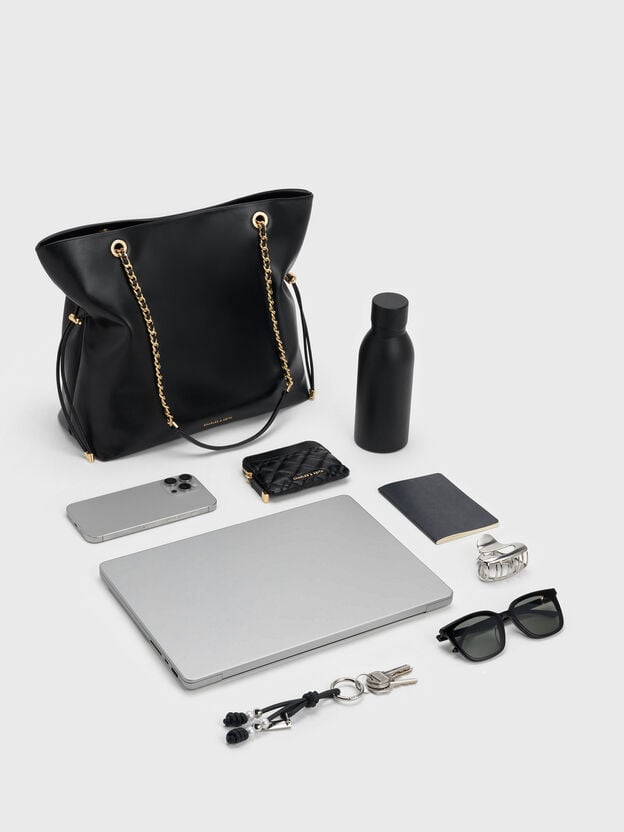 Arya Braided-Chain Tote Bag, Black, hi-res