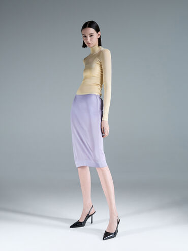 Croc-Effect Pointed-Toe Slingback Pumps, Animal Print Black, hi-res