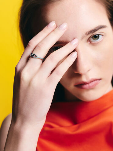 Kris Sculptural Ring, Silver, hi-res