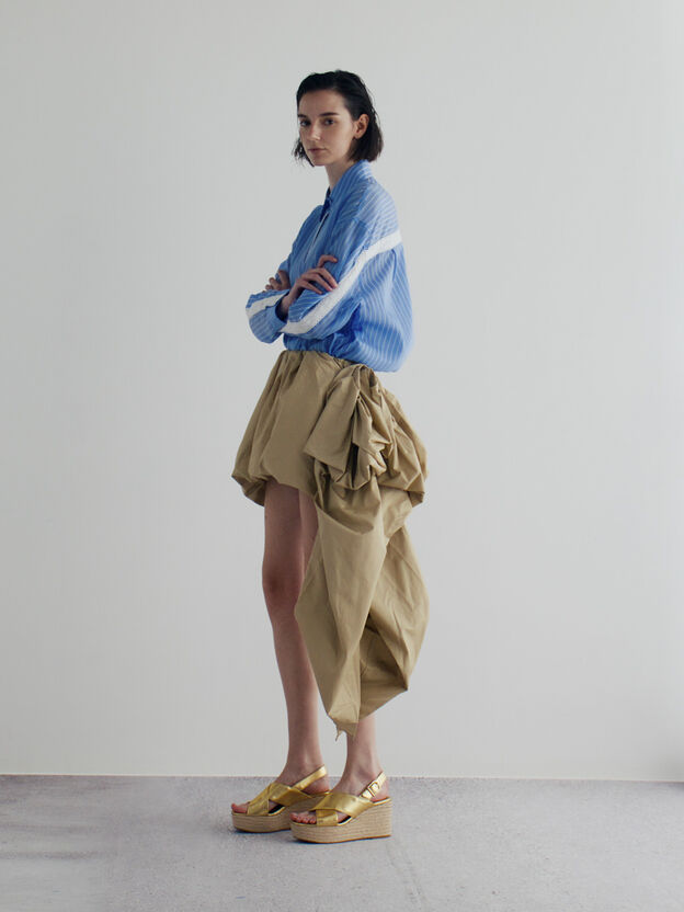 Metallic Crossover Espadrille Wedges, Gold, hi-res