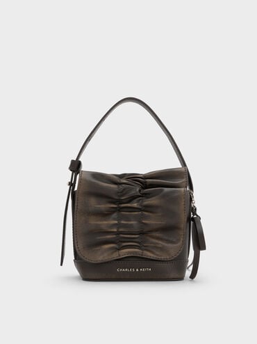 Kadee Ruched Bow-Charm Mini Bag, Burnished Brown, hi-res