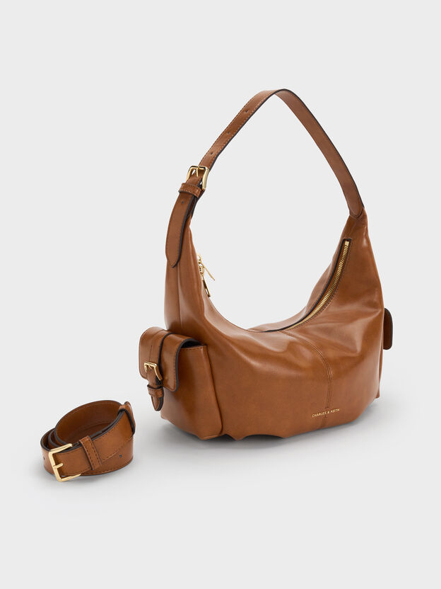 Bessie Side-Pocket Hobo Bag, Distressed Tan, hi-res