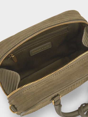 Mini Sianna Corduroy Bowling Bag, Deep Olive, hi-res