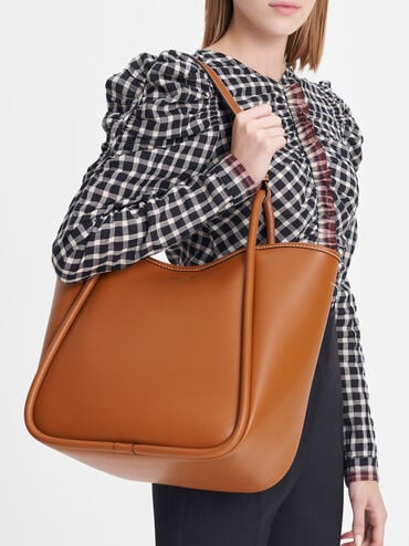 Lyla Tubular Slouchy Tote Bag, Cognac, hi-res