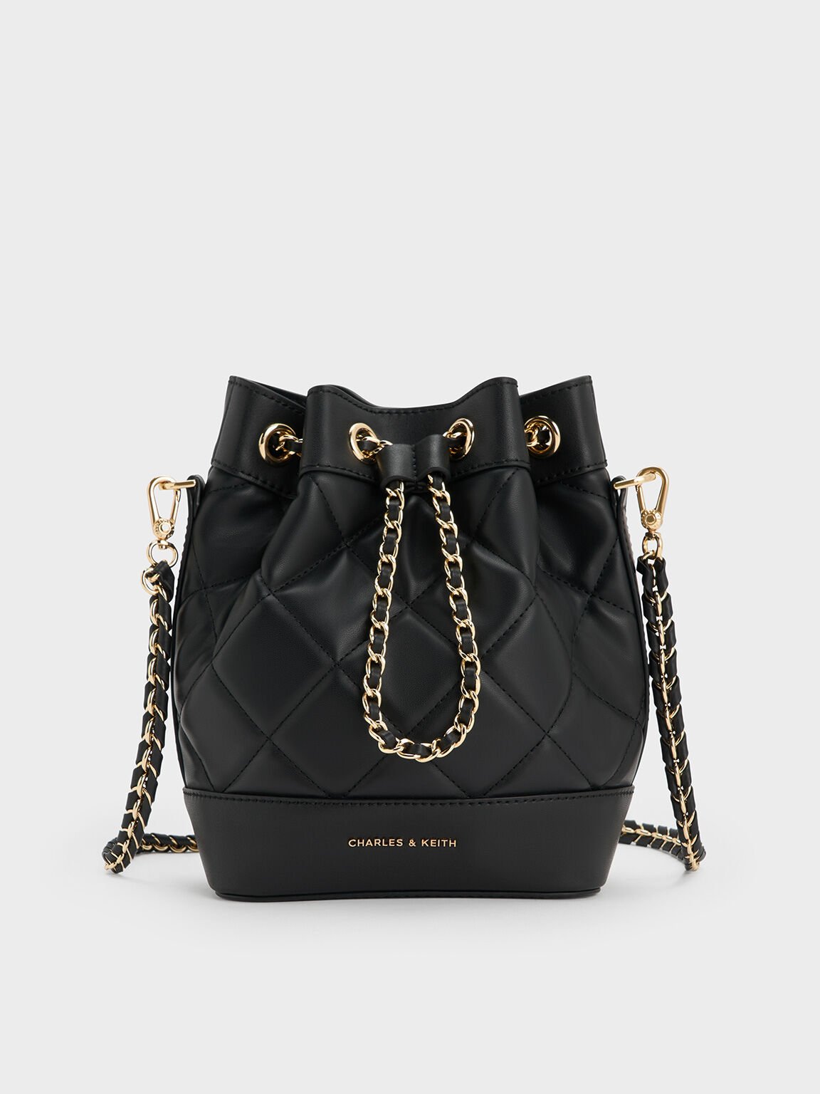 Black Julia Quilted Two-Way Bucket Bag - CHARLES & KEITH UK