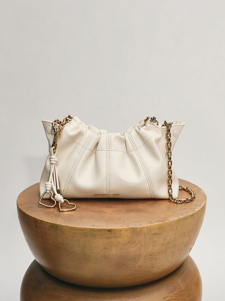 Ciara Ruched Crossbody Bag, Cream, hi-res