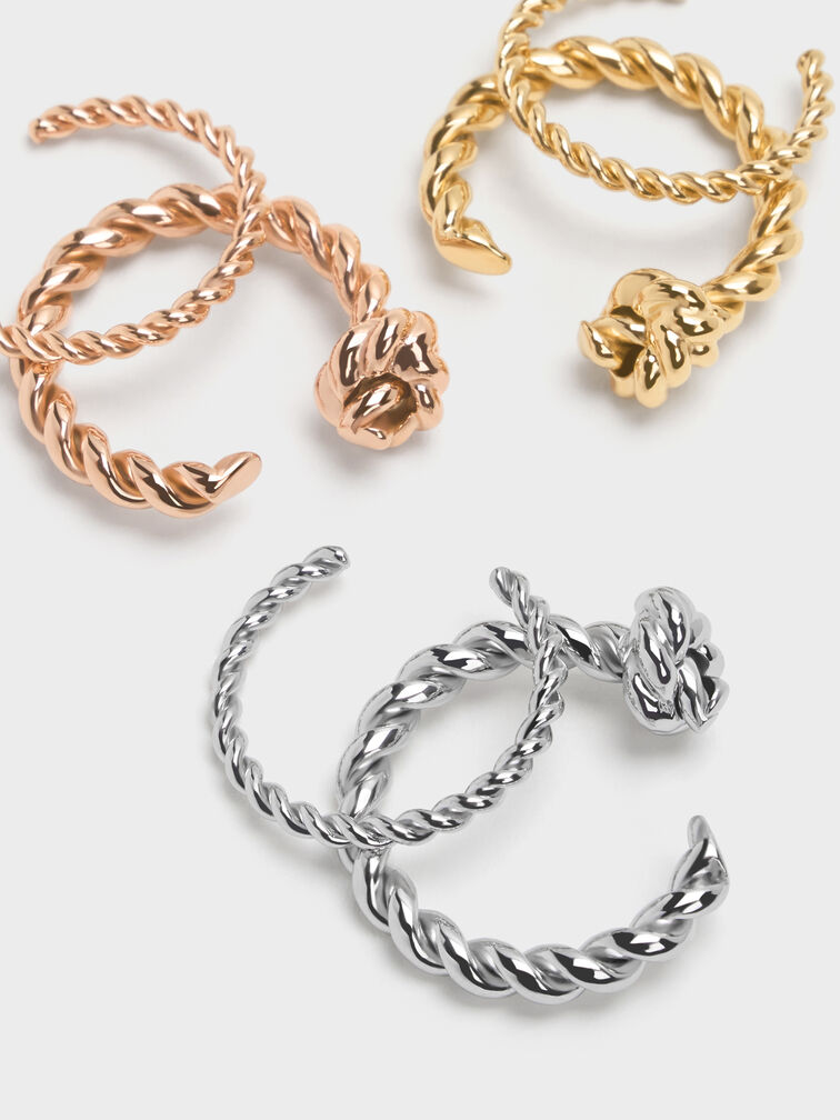 Sable Rope-Knot Two-Ring Set, Silver, hi-res
