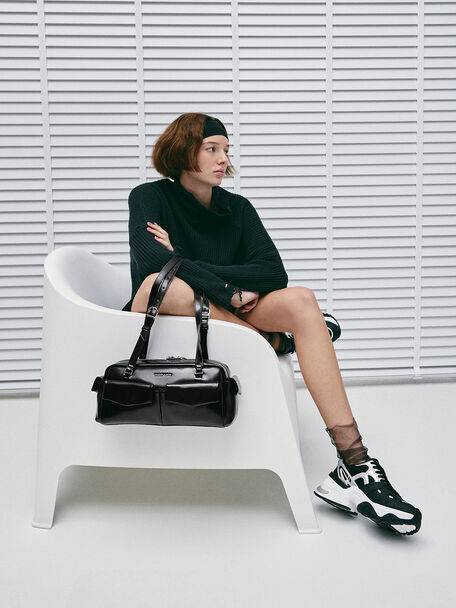 Rachel Multi-Pocket Shoulder Bag, Noir, hi-res