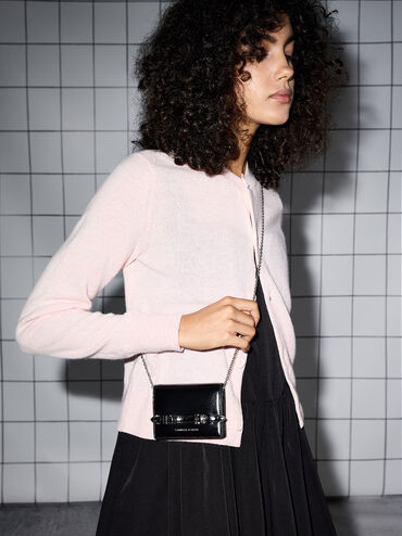 Sloane Chain-Handle Wallet, Noir, hi-res