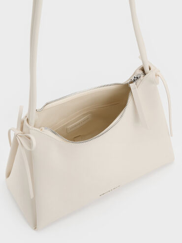 Hazel Bow Hobo Bag, Cream, hi-res